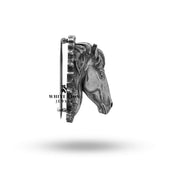 Detailed view highlighting the intricate horse racing design of the brooch