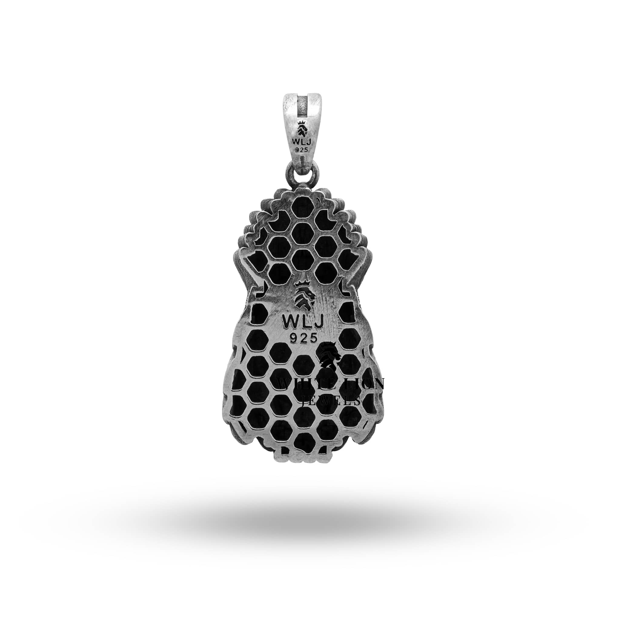 Oxidized Silver Feather Pendant from White Lion Jewels