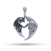 Panther Lady Love Two Tone 925 Sterling Silver Pendant with CZ stones